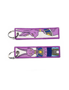 ONH KEY Dragon Ball Z Gestickter Schlüsselanhänger - Beerus Anime zweiseitige Schlüssel Tag