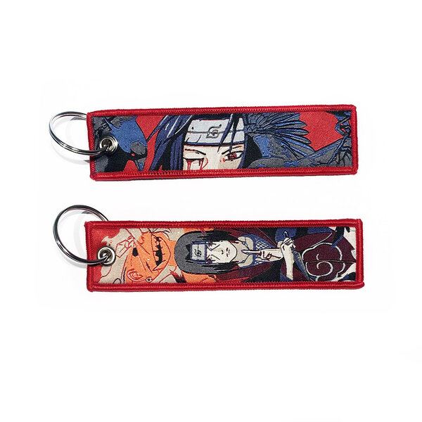 ONH KEY Naruto geborduurde Keytag - Uchiha Itachi kraaien Anime dubbelzijdige sleutelhanger