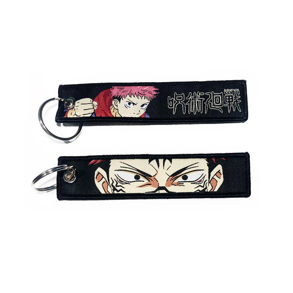 ONH KEY Jujutsu Kaisen Embroidered Keytag - Itadori Yuji and Sukuna Anime Double Sided Keychain