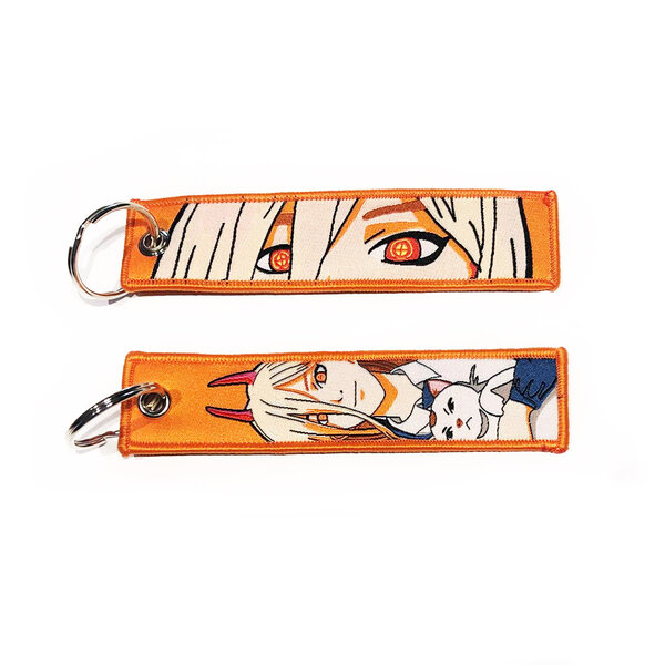 ONH KEY Chainsaw Man Embroidered Keytag - Power blood fiend Anime Double Sided Keychain