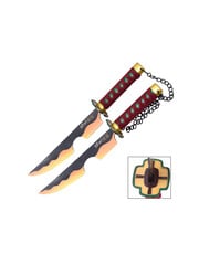  (VORBESTELLUNG) Tanto - Tengen Uzui Tanto Schwert Set - Amber Nichirin - Metall Demon Slayer Mini Katana - 45 cm (Verfügbar Anfang Dezember)