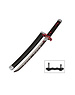  Tanto - Tanjiro Kamado v2 Fire Breath Tanto sword - Black Nichirin - Metal Demon Slayer Mini Katana - 45 cm