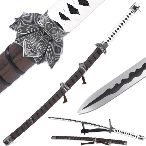 Épée Lotus Blanc - SEKIRO - Katana Lame Mortelle de Genichiro Ashina - 103cm - Acier Haute Qualité