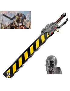  (VORBESTELLUNG) WARHAMMER 40K - Death Angel's gestreiftes Kettenschwert Replik 100cm - PU Dichtem Schaumstoff für Cosplay (Verfügbar Ende März)