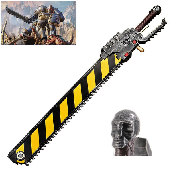 (PRE-ORDER) WARHAMMER 40K - Death Angel’s Striped Chainsword Replica 100cm - PU Dense Foam for Cosplay (Available End March)