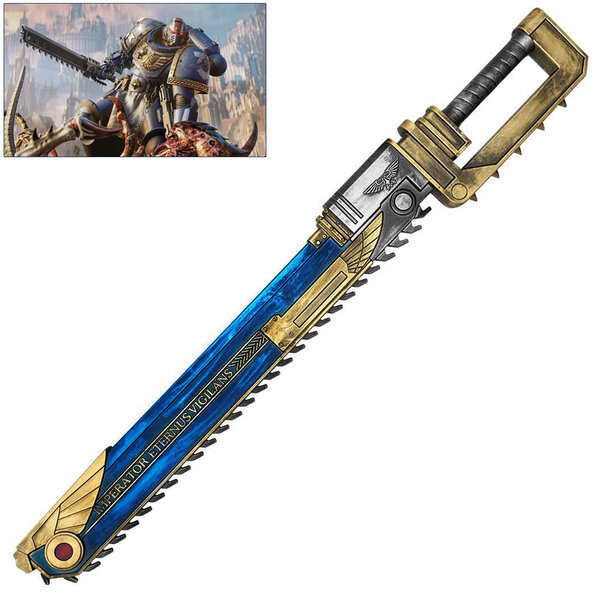 (PRE-ORDER) WARHAMMER 40K - Hell's Teeth Chainsword Replica 100cm - PU Dense Foam for Cosplay (Available End March)