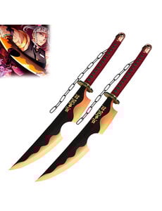  DEMON SLAYER - Tengen Uzui sword set V2 - Amber Nichirin Blade - Twin swords - Metal