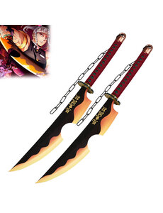  (PRE-ORDER) DEMON SLAYER - Tengen Uzui zwaarden set V2 - Amber Nichirin Blade - Metaal (Beschikbaar Eind Maart)