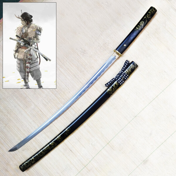 Ghost of Yotei - Gilded Night Katana - Black Sword - 104cm - Premium Full Tang Steel