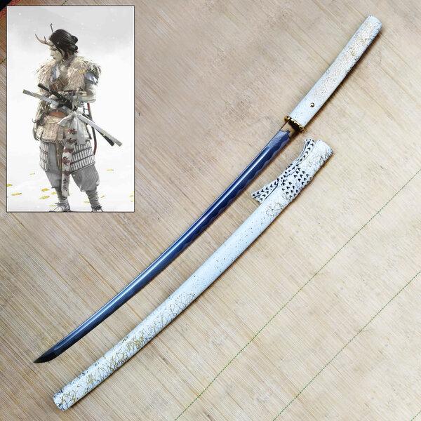 (PRE-ORDER) Ghost of Yotei - Gilded Dawn Katana - Wit Zwaard - 104cm - Premium Full Tang Staal (Beschikbaar Eind Maart)