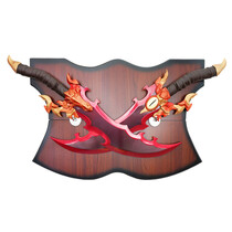 SOLO LEVELING - Dual Daggers of Demon King Baran - Metal 63cm - Sung Jinwoo - Set of 2 - With Wooden Display Plaque