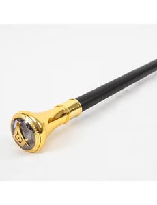  (PRE-ORDER) Masonic Walking Cane – Square and Compasses Emblem – Black with Gold-Tone (±92 cm) (Available from approx. 28 November 2026)