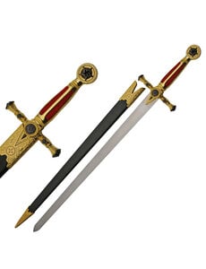  (PRÉCOMMANDE) FRANC-MAÇON – Épée Tyler Maçonnique Rouge et Or avec Fourreau – Cérémonielle | Équerre et Compas (±84 cm) (Disponible à partir de mi-décembre 2026)