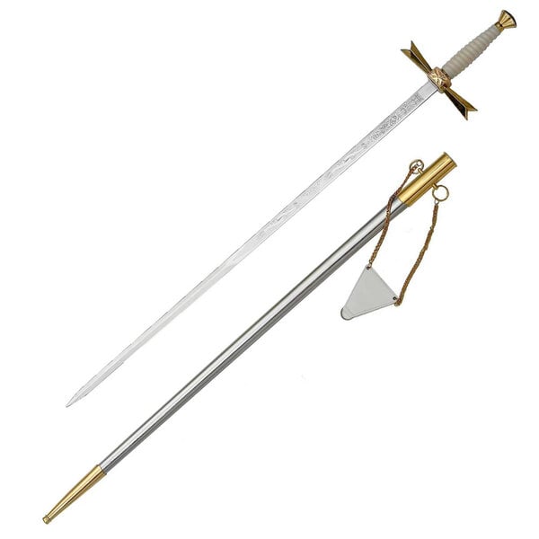 (PRE-ORDER) TEMPLAR – Ceremonial Sword White and Gold with Templar Cross (Available from mid-December 2026)