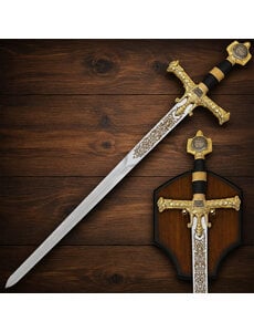  (PRÉCOMMANDE) FRANC-MAÇON – Épée King Solomon Couleur Or avec Étoile de David et Lion de Juda – Décorative avec Plaque Murale en Bois (Disponible à partir de mi-décembre 2026