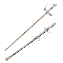 (PRE-ORDER) TEMPLAR – Ceremonial Templar Sword Silver with Letter G and Red Crosses (Available from mid-December 2026)