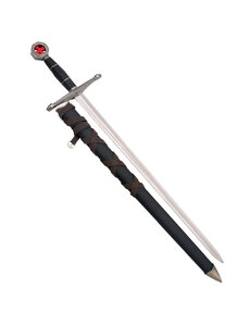  (PRÉCOMMANDE) TEMPLIERE –Épée Courte avec Croix Rouge Noir – Dague de Chevalier Décorative avec Fourreau (Disponible à partir de mi-décembre 2026