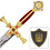 (PRE-ORDER) TEMPELIER - Phoenix Zwaard Goud en Rood met Rood Kruis – Tempelier Ridderzwaard met Houten Wandhouder (Beschikbaar vanaf half december 2026)