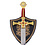 (PRE-ORDER) TEMPLAR - Phoenix Sword Gold and Red with Red Cross – Templar Knight Sword with Wooden Wall Mount (Available from mid-December 2026)
