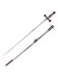  (PRE-ORDER) TEMPELIER - Ceremonieel Zwaard Zilver met Rode Ster (103 cm) (Beschikbaar vanaf half december 2026)
