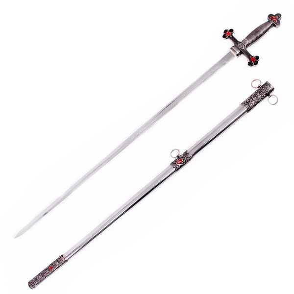 (PRE-ORDER) TEMPLAR - Ceremonial Sword Silver with Red Star (103 cm) (Available from mid-December 2026)