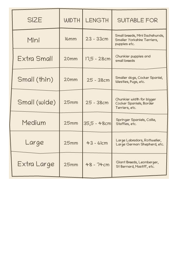 dog collars sizes