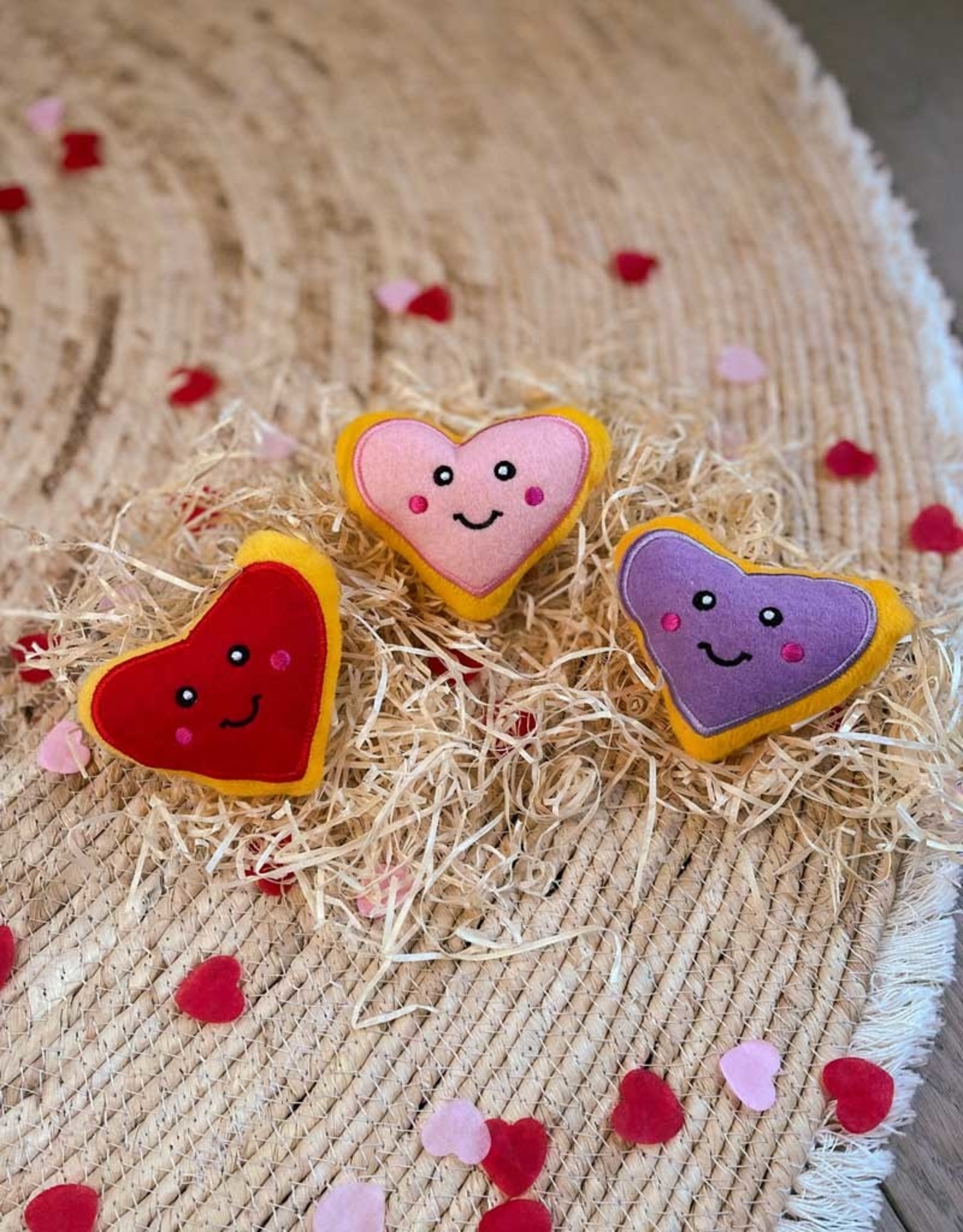 Valentine's  Heart Cookies set van 3 mini's | Zacht Hondenspeelgoed