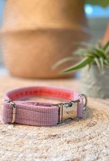 Dog Collar | Pink Check Wool