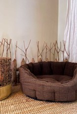 Hondenmand in Bruine Tweed stof (laatste smalls)