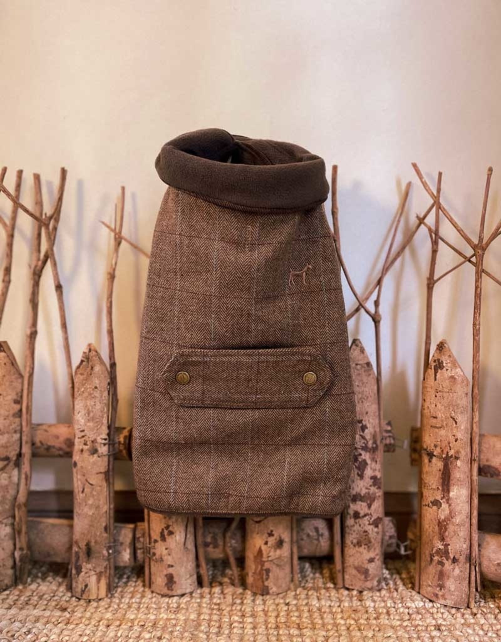 Brown Tweed Dog Coat | Soft Fleece inside