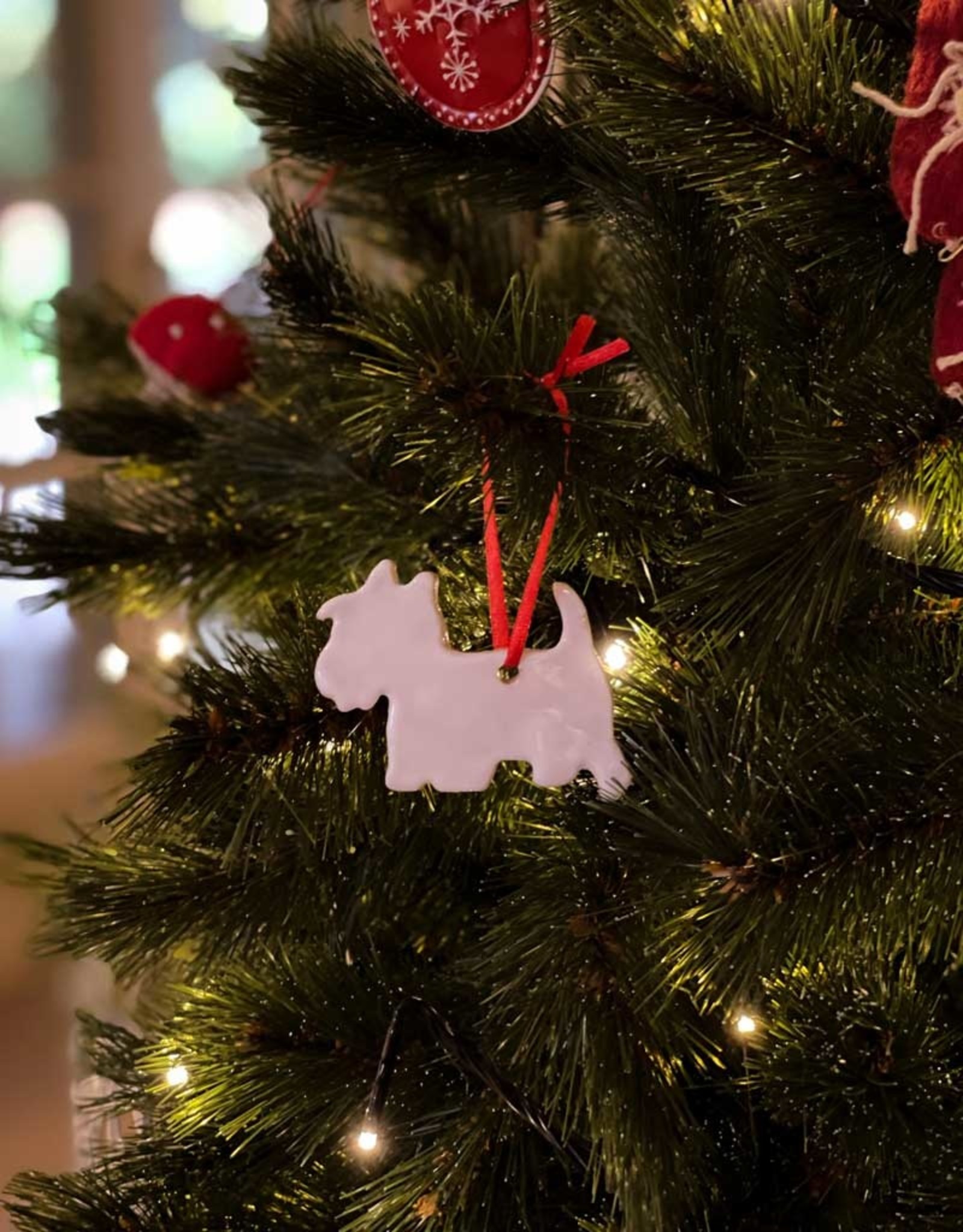 Handgemaakt Keramiek Kerstornament  | Terrier