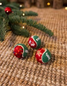 3 Kerst Tennisballen  met pieper | Klein  Ø 5cm