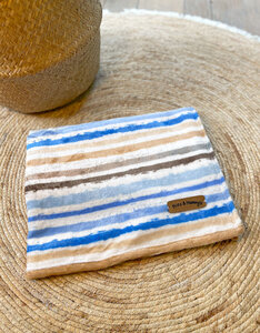 Handmade Dog Blanket | Blue & Brown Stripes