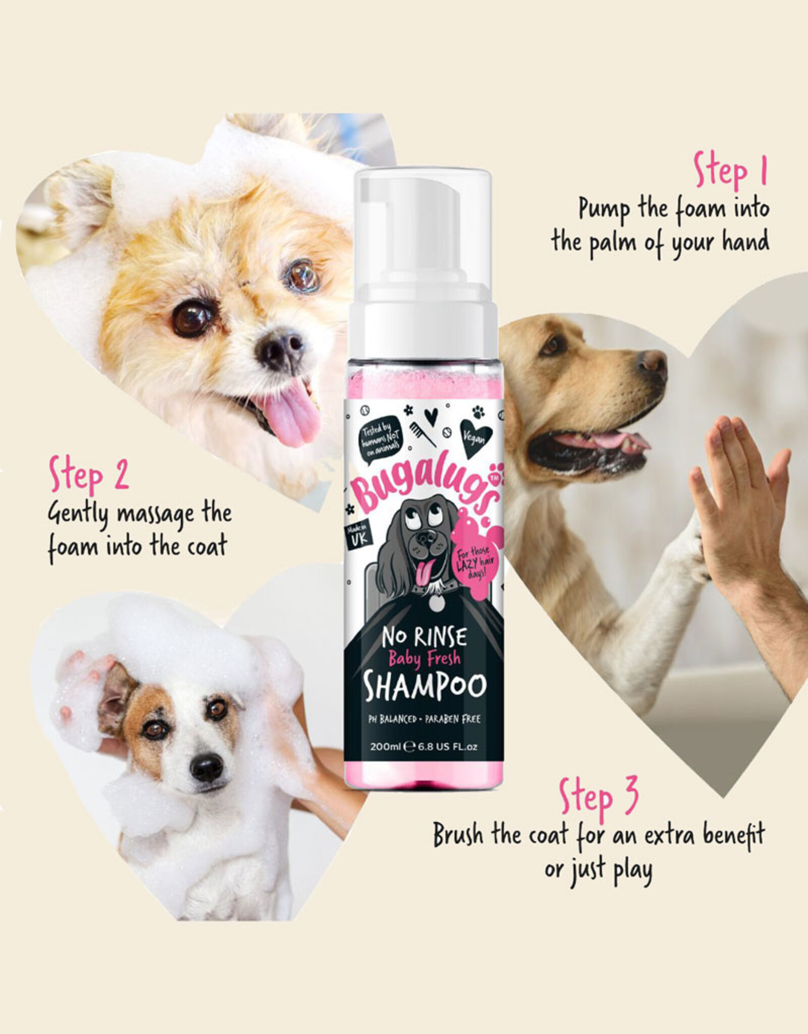Bugalugs Bugalugs | 2 -in-1 No Rinse Dog Shampoo & Conditioner | Papaya & Coconut