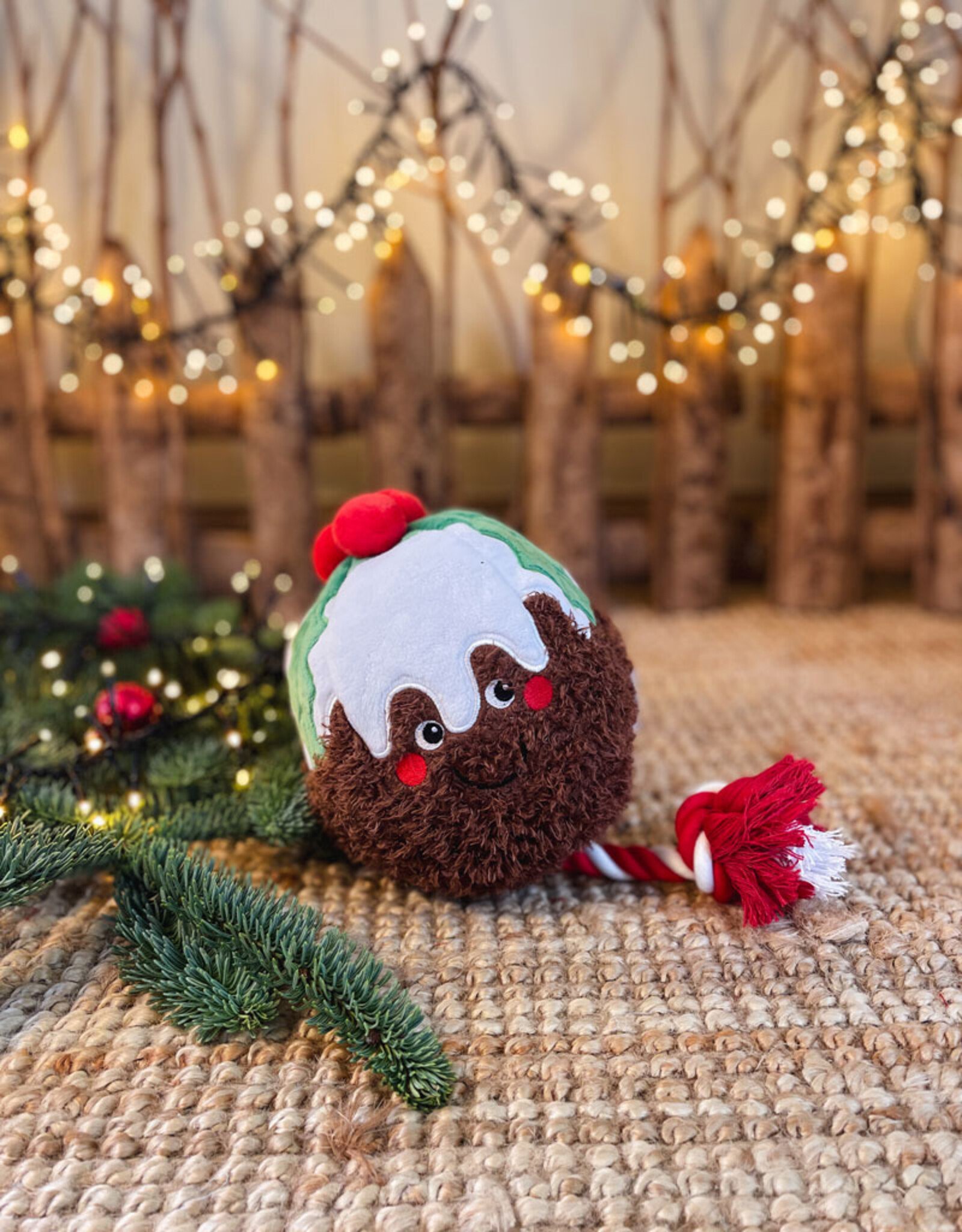 Christmas Pudding | dog toy with rope