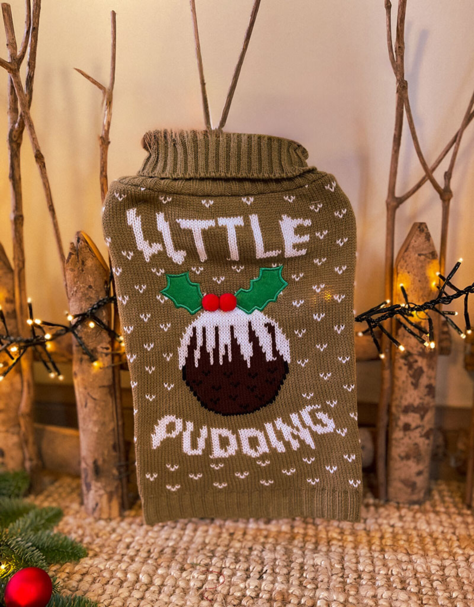 Little Christmas Pudding | dog knit jumper