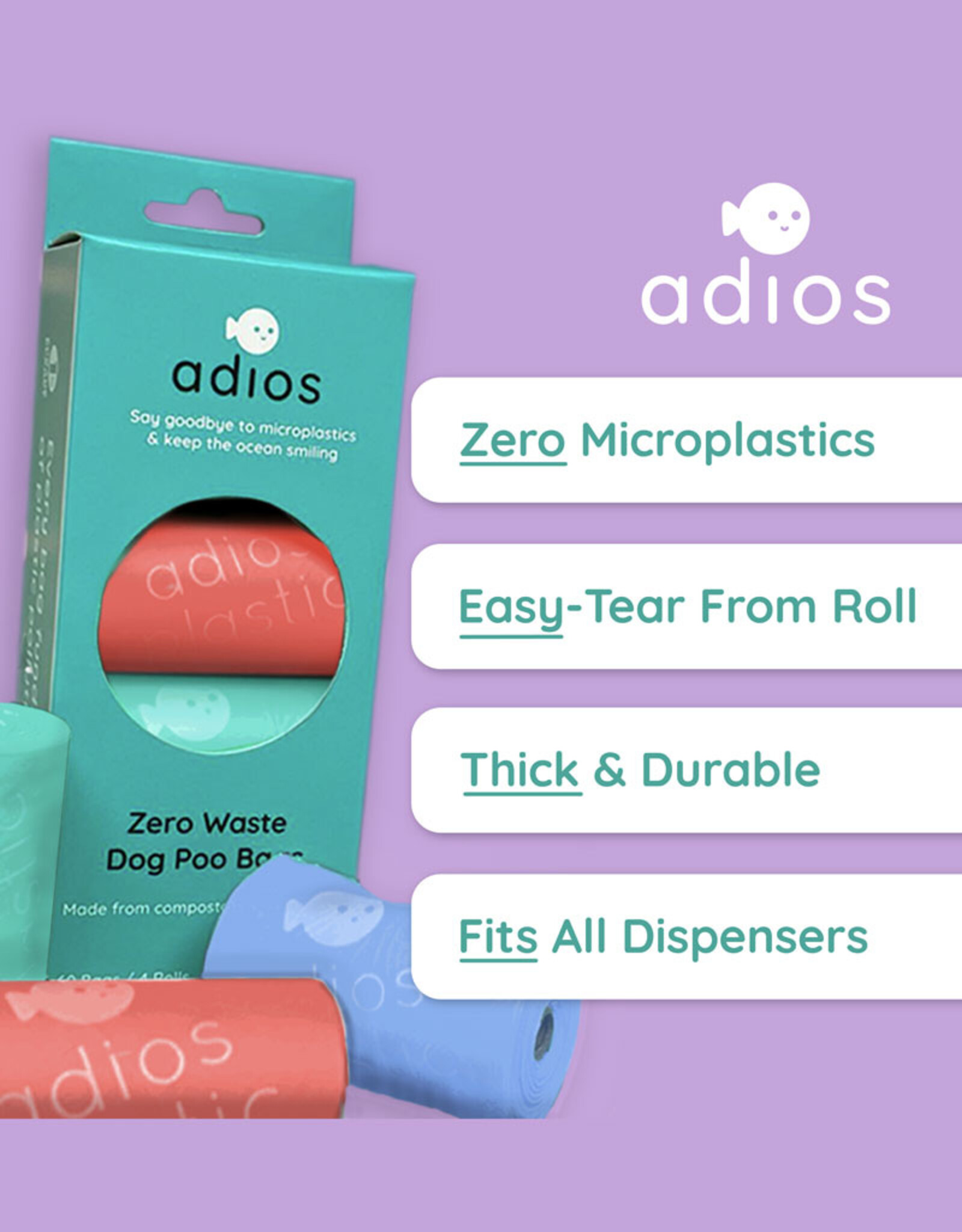 Adios Plastic | Compostable Poop Bags | Rainbow