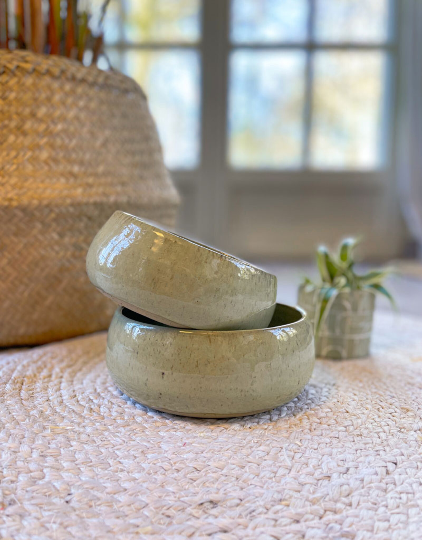 Handmade Ceramic Dog Bowl | OLIVE CURVE