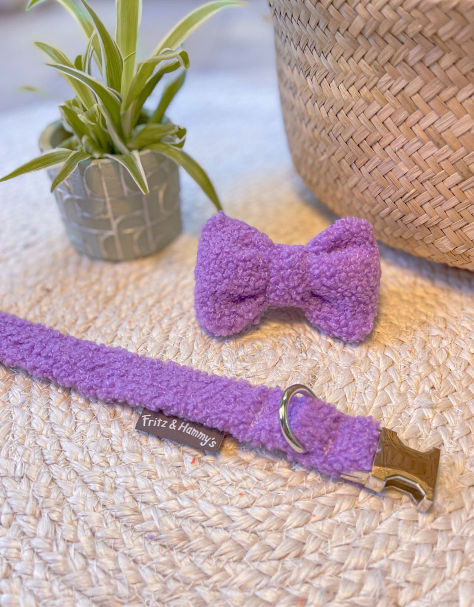 Halsband in teddy stof | Lavendel Teddy
