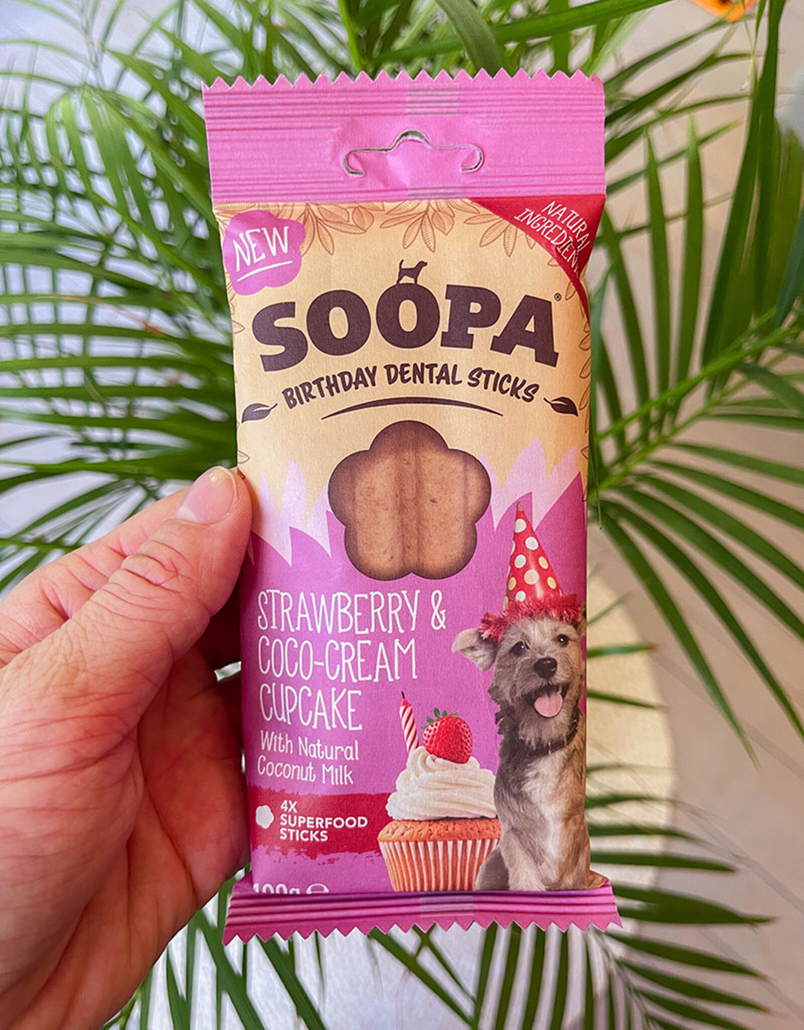 Soopa Soopa | Natural Dental Stick | Strawberry & Coco-Cream Cupcake