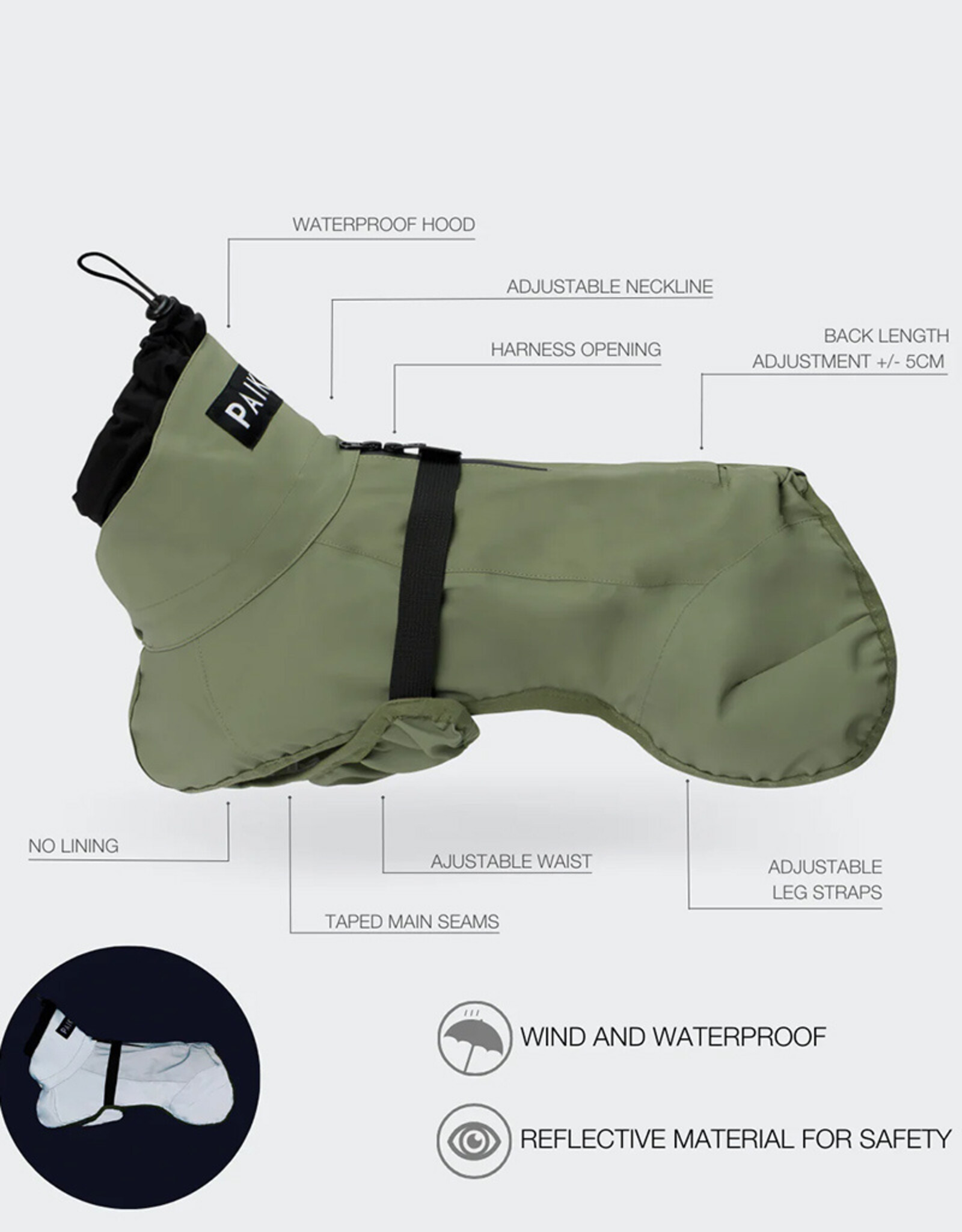 PAIKKA PAIKKA | Reflective Raincoat | Shell Jacket Green