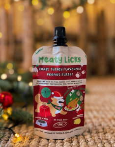 Meaty Licks Kerst Pindakaas Pouch voor Honden | Kalkoen
