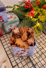 Mini Kerstboom koekjes met Veenbessen & Kaneel in metalen blik | glutenvrij | 100g