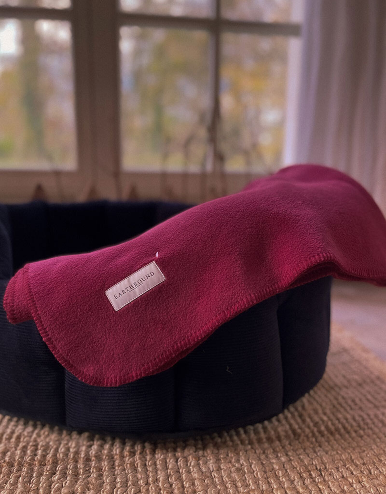 Earthbound Stitched Fleece Blanket for Dogs | Burgundy Red