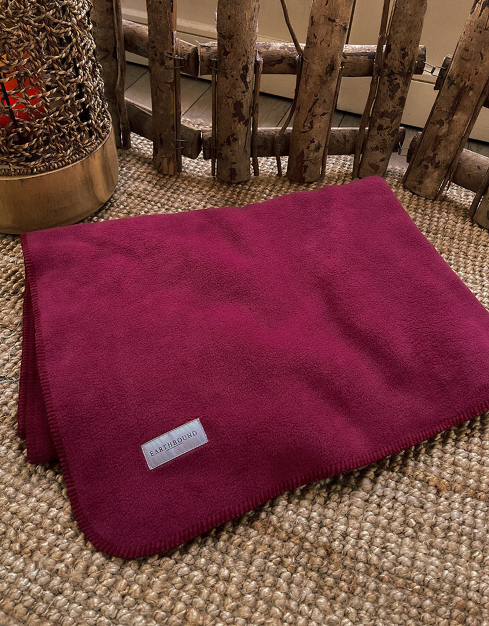 Earthbound Stitched Fleece Blanket for Dogs | Burgundy Red