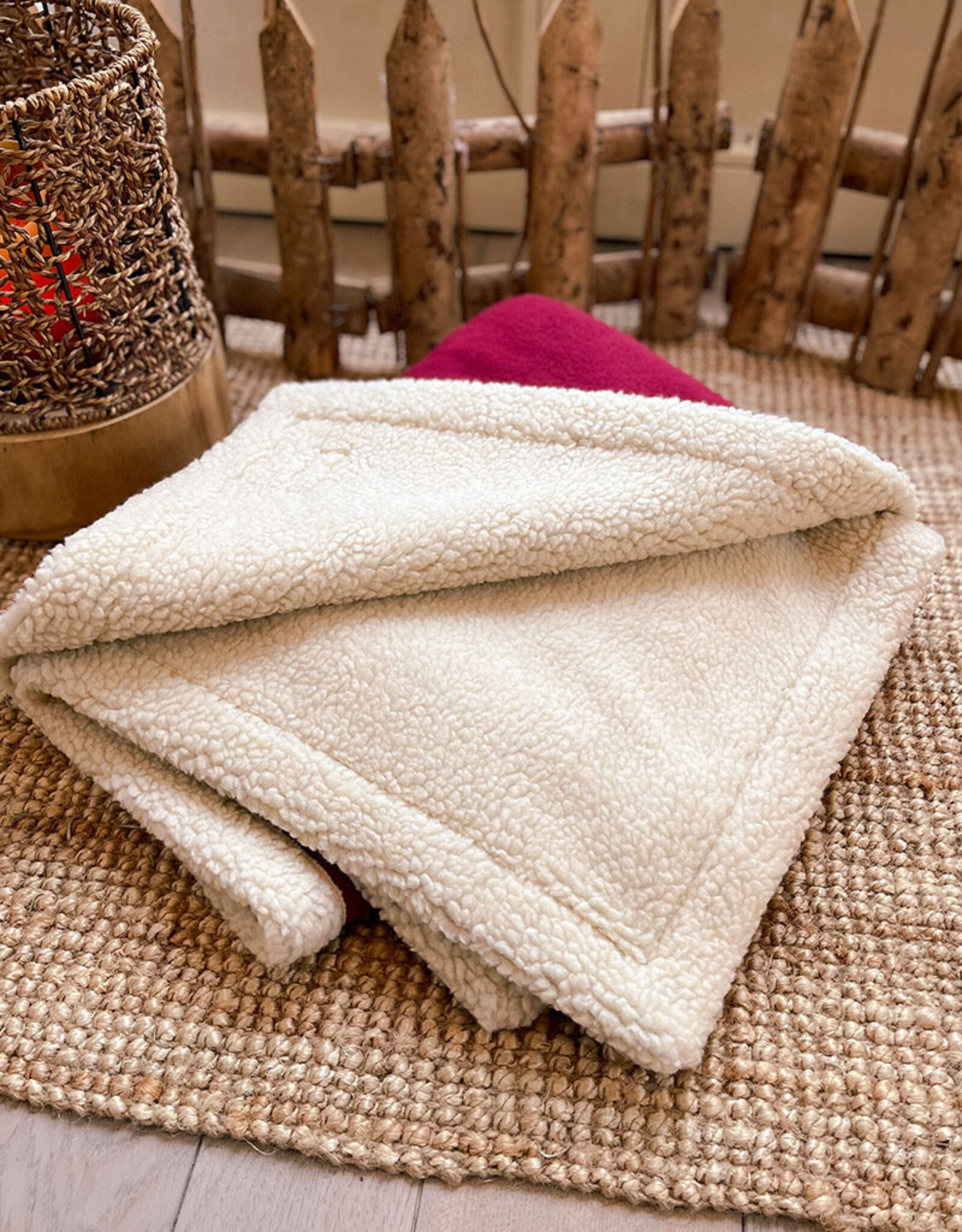 Earthbound Sherpa Fleece Blanket for Dogs | Burgundy Red