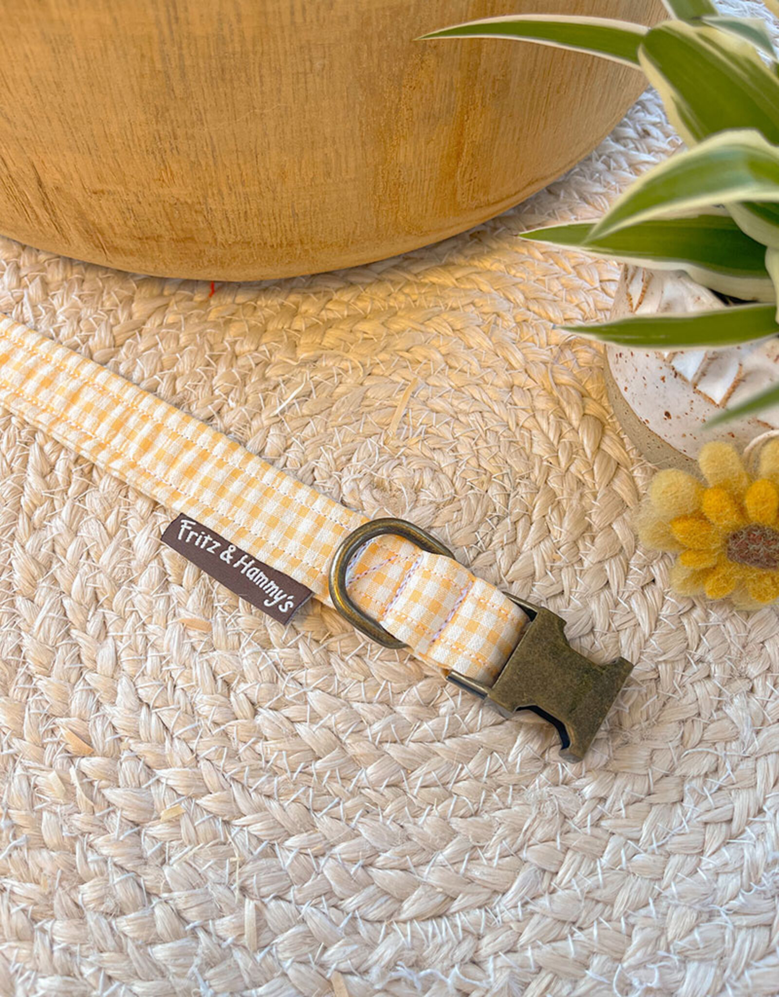 Halsband | Buttercup Check | gele vichy ruit  (laatste S)