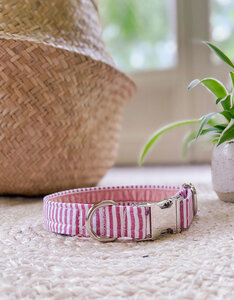 Halsband | Cherry Pink Stripe | roze met wit streepje