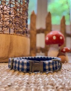 Halsband | Blueberry Muffin | blauw wollen ruitje