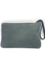 Maisha.Style Laikia purse - mouse grey suede purse with disc of tone on tone beads